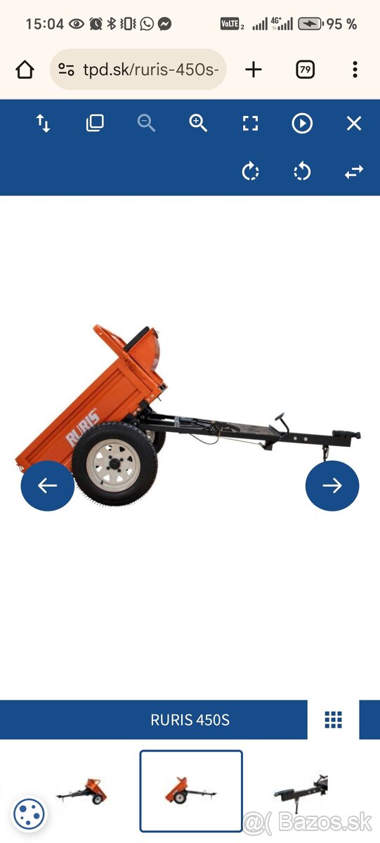 Ruris 450S vyklopná vlečka za malotraktor