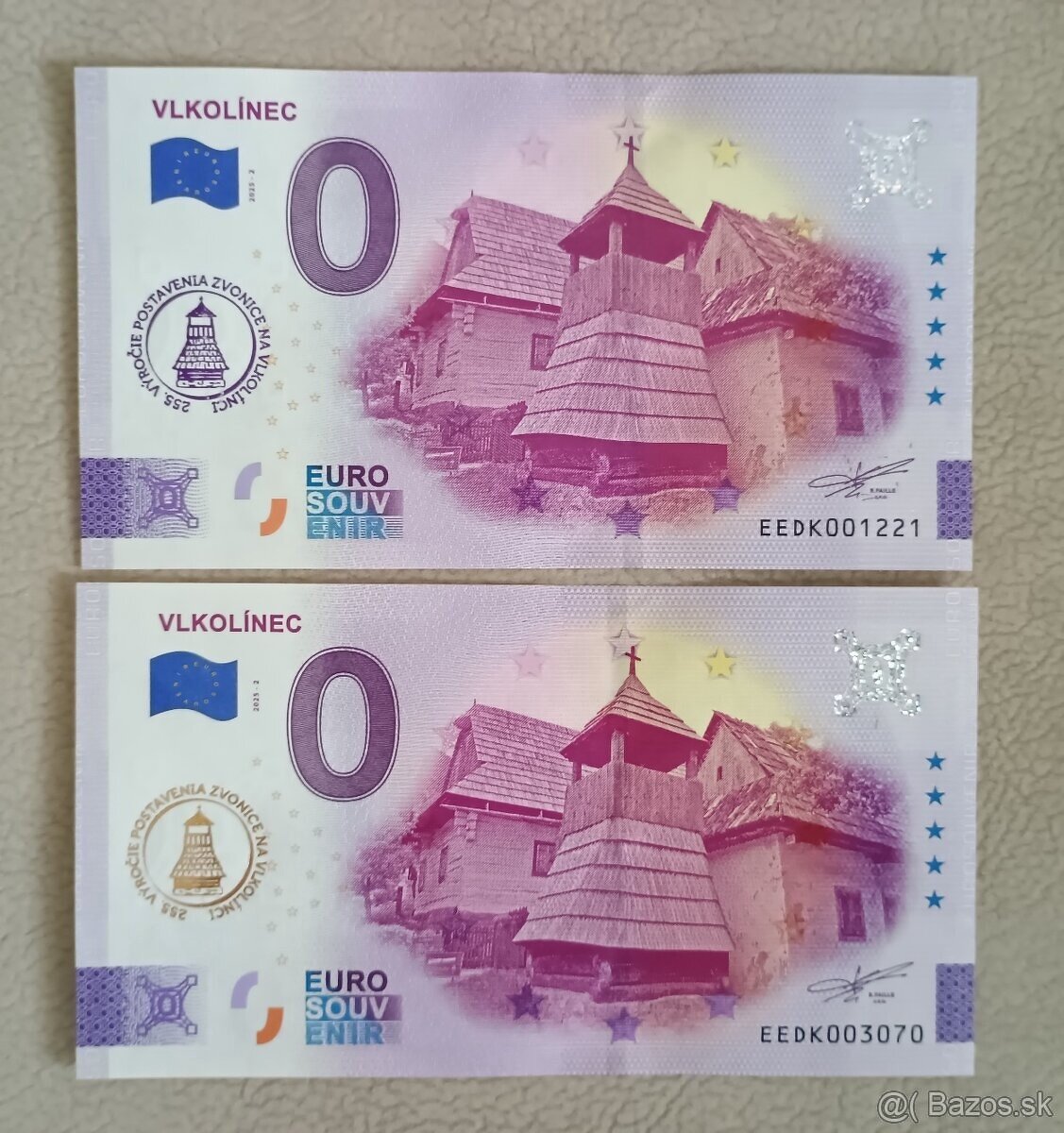 0 Euro bankovky Vlkolínec