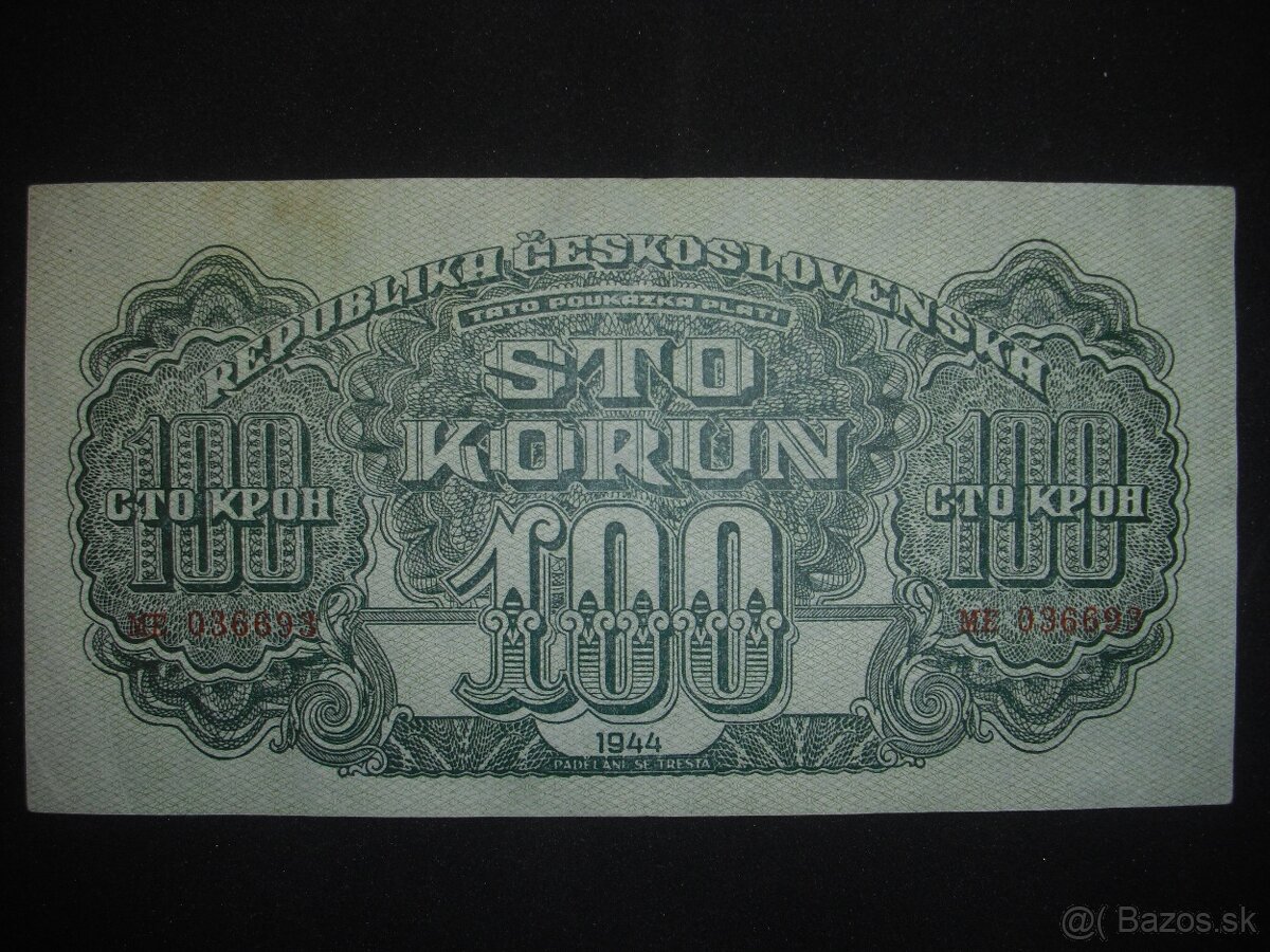 predam Ceskoslovenske bankovky 1944 1945 1985