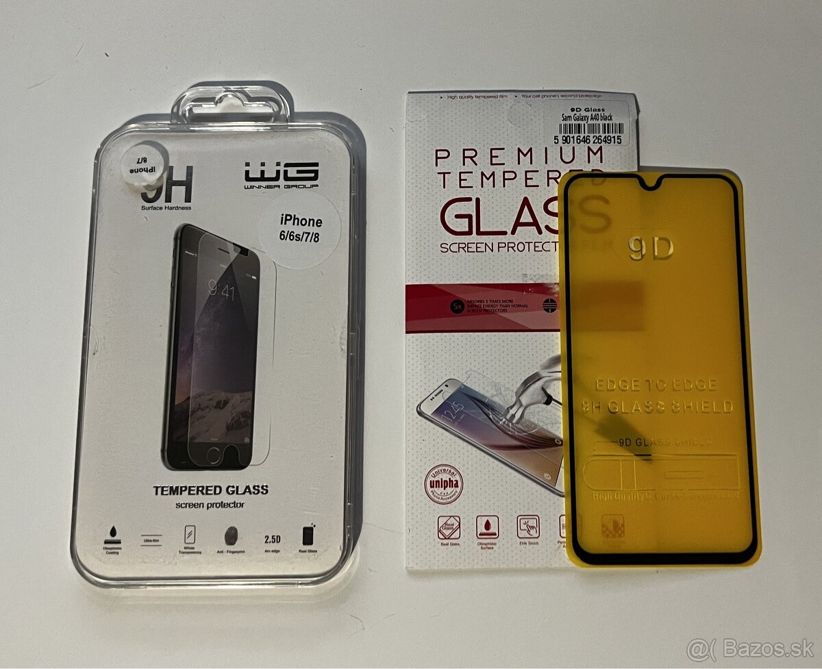 Ochranné sklo iPhone 6/6S/7/8/SE , Samsung Galaxy A40 Black