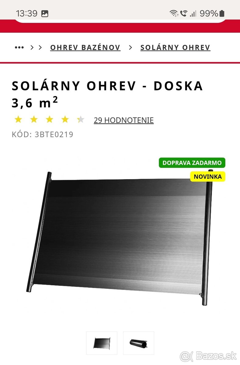 Predam solarny ohrev vody