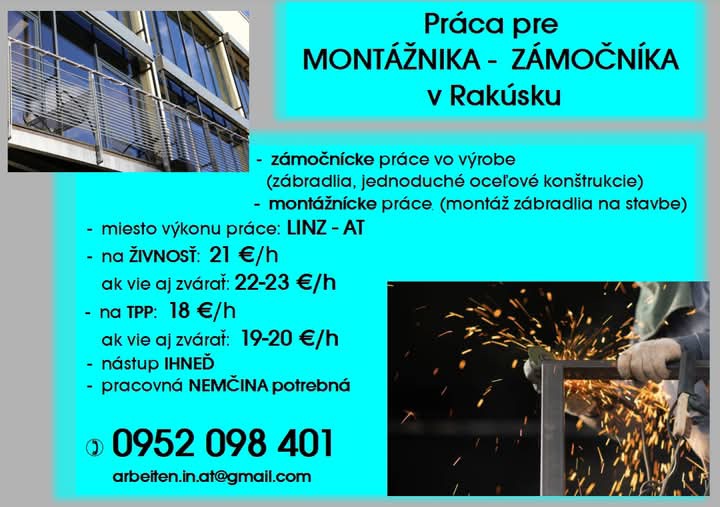 zámočník montážnik do Linz-AT