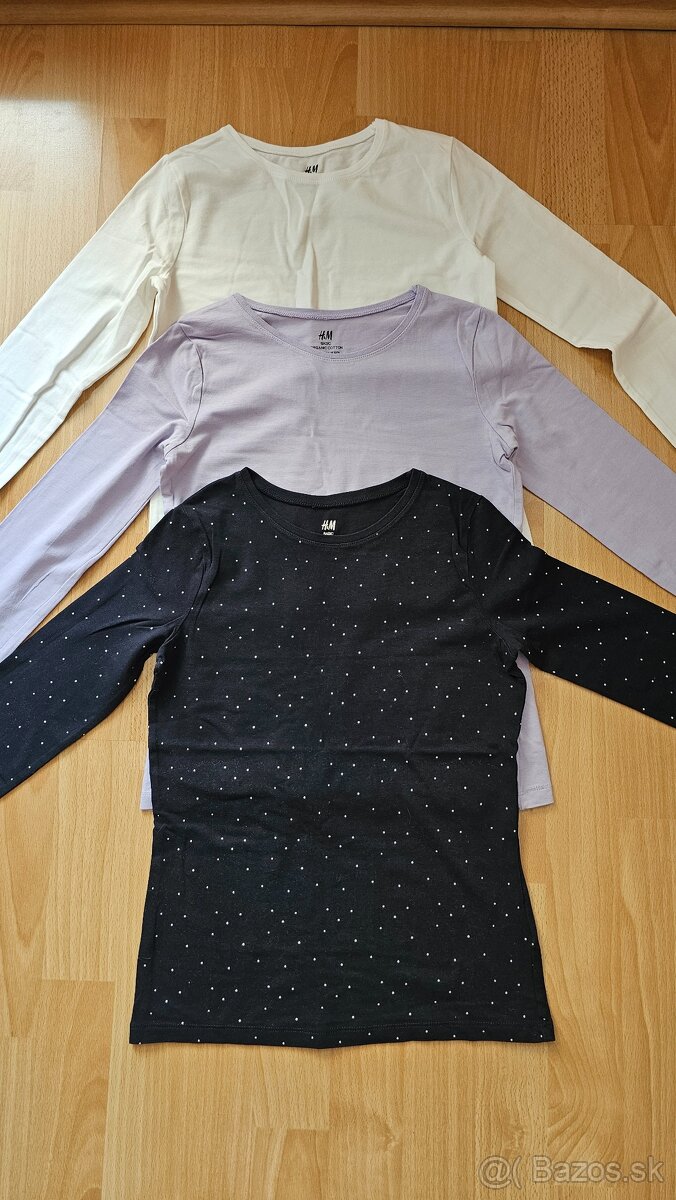 Tričká 3ks s dlhým rukávom, zn. H&M