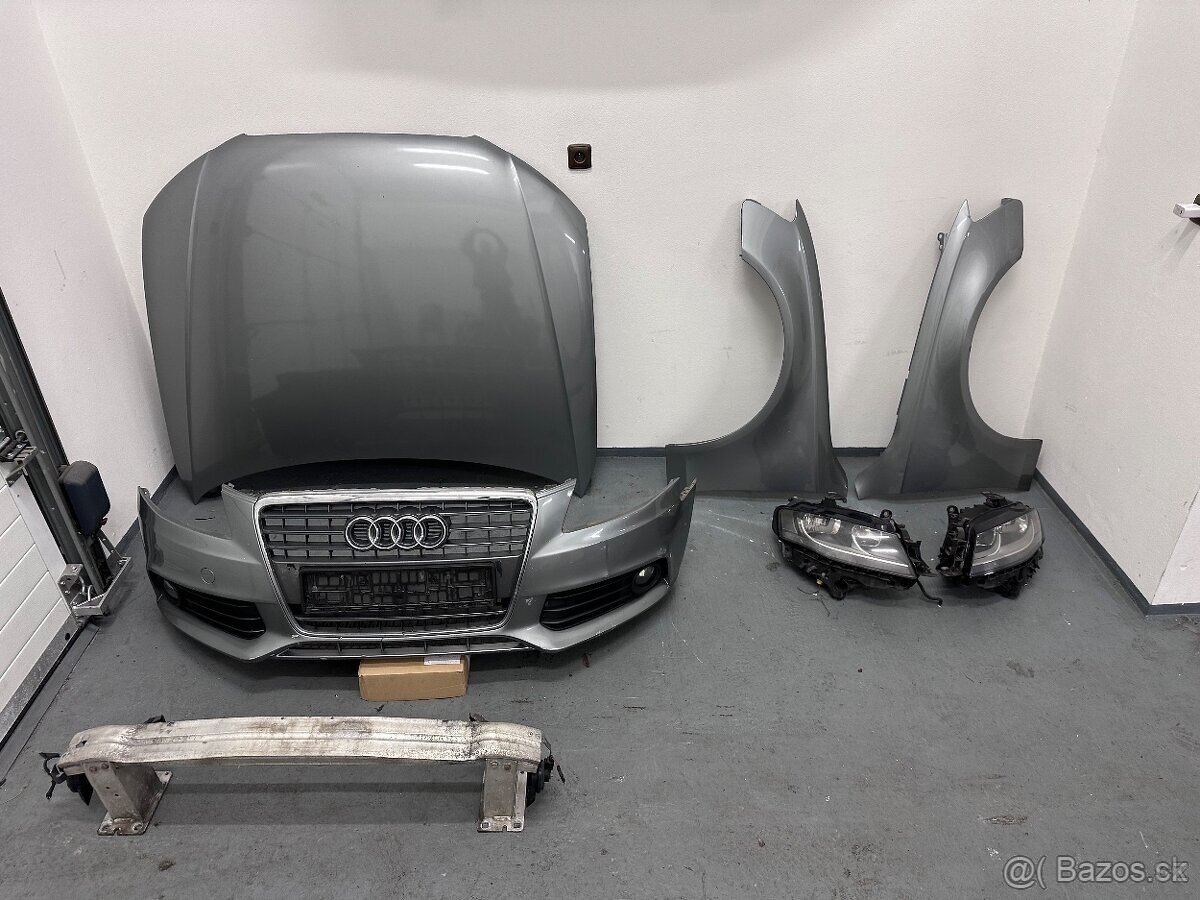 Audi A4 B8 předek kapota nárazník světla chladiče blatník
