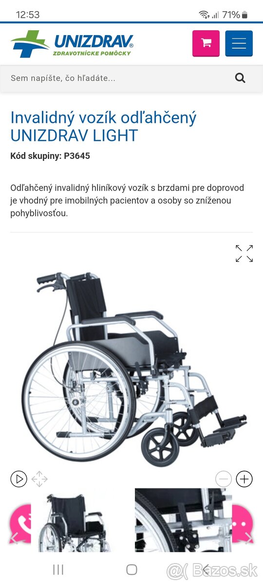 Invalidny vozik odlahceny novy