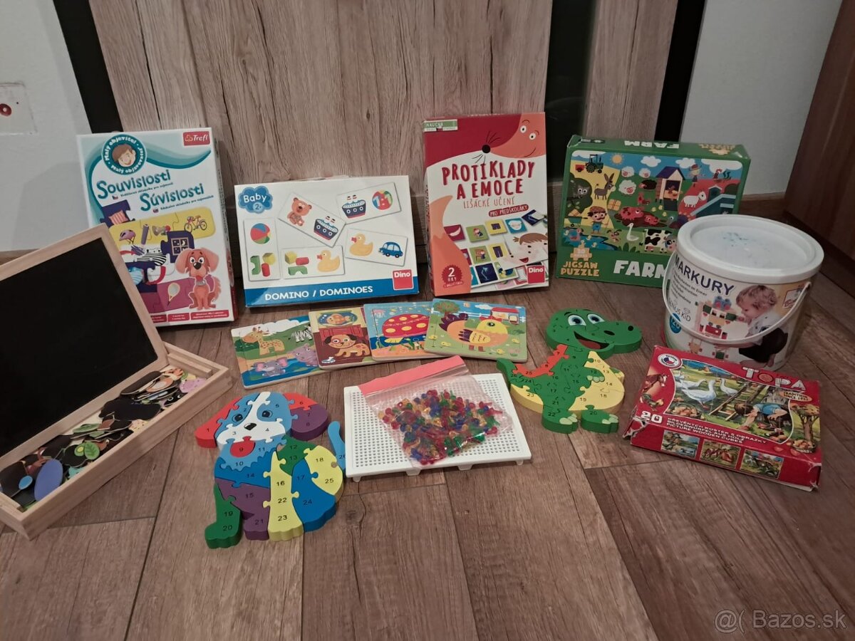Hračky, vkladačky, knihy, drevené hračky, puzzle