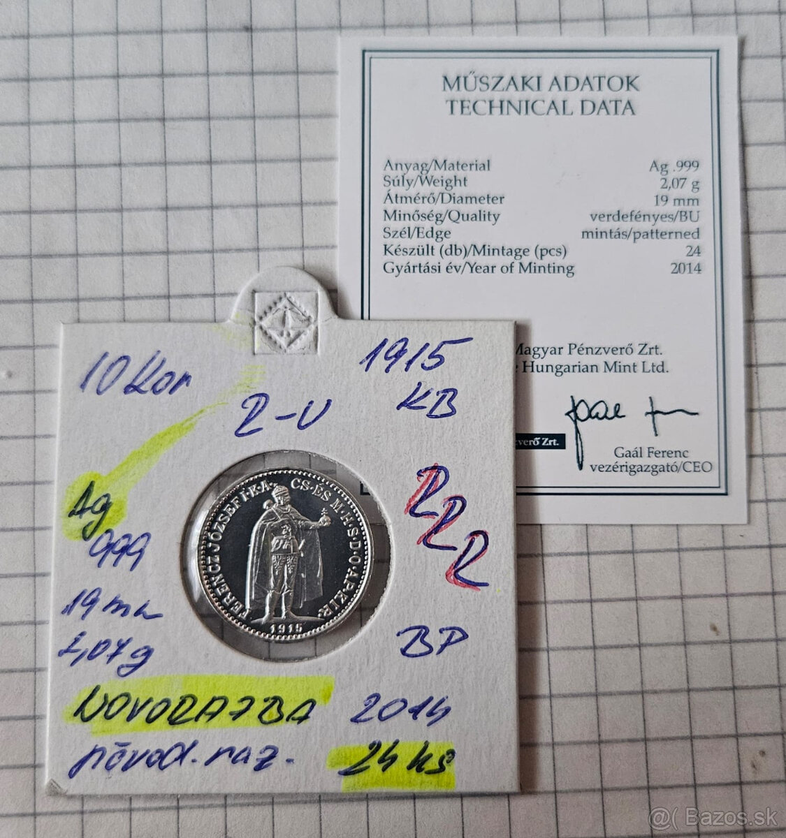 ponukam 10 kor 1915KB v striebre RARITA