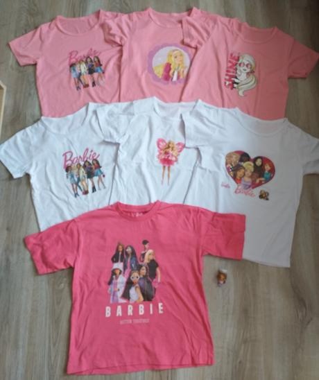 Barbie tričká 146 reserved- balík 7 ks, mikina, vrecko na TV
