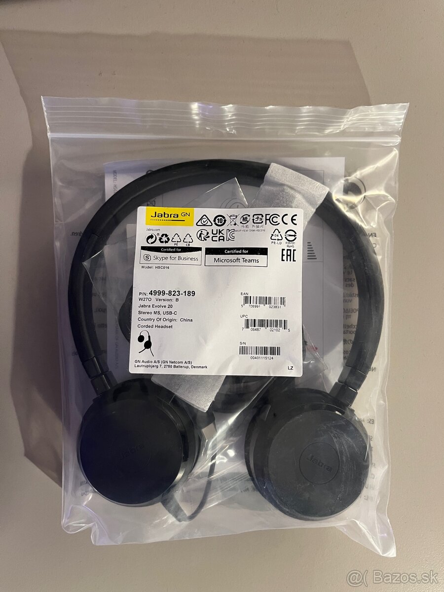 Slúchadla Jabra Evolve 20 Stereo MS, USB-C