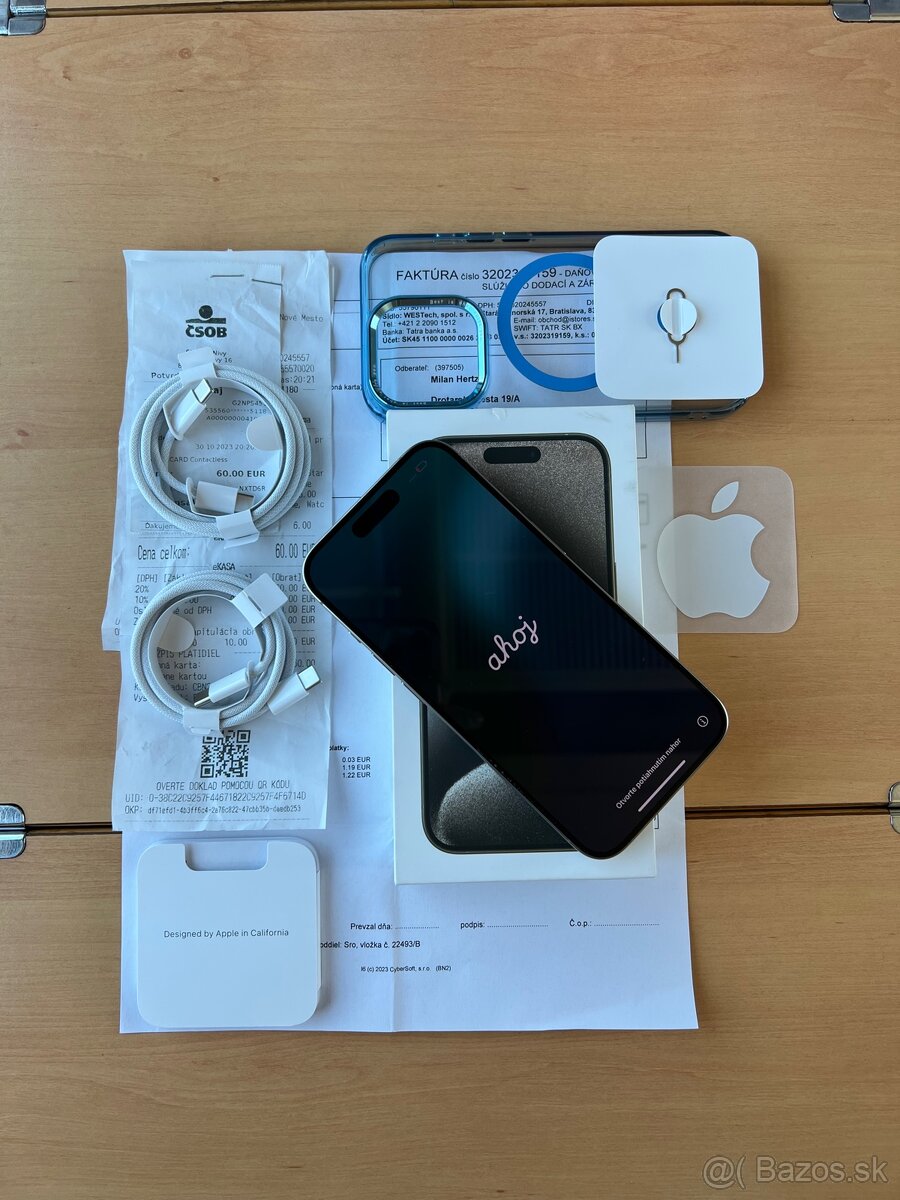iPhone 15 PRO NATURAL TITANIUM V ZÁRUKE S DOKLADOM O KÚPE