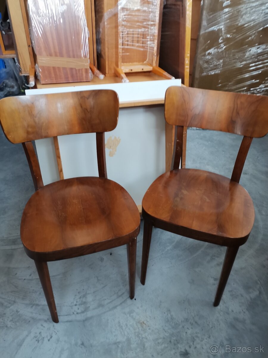 Retro Stolicky Halabala 1950 Art Deco 2ks