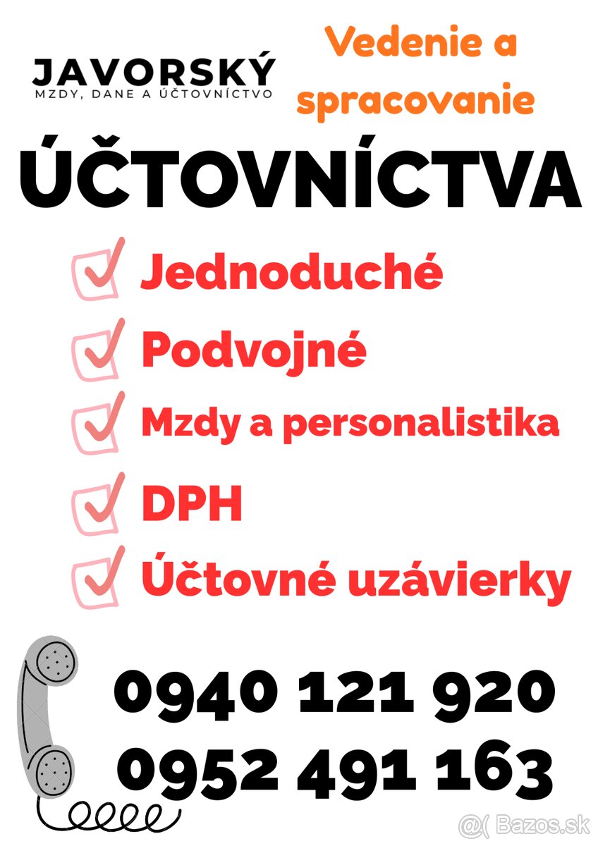 Účtovníctvo , mzdy a personalistika už od 19eur mes.