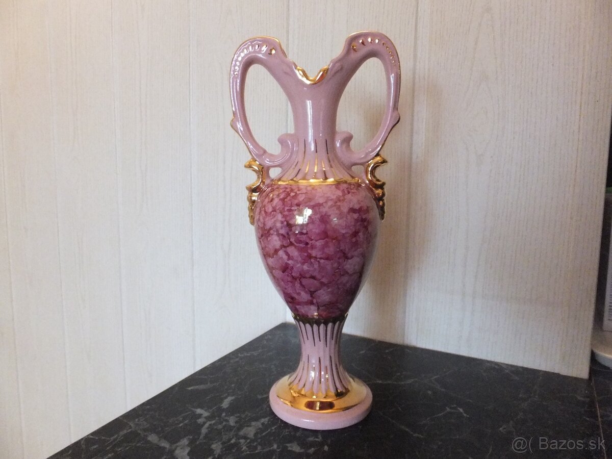 Růžový porcelán, velká krásná stará váza Victoria, výška 27