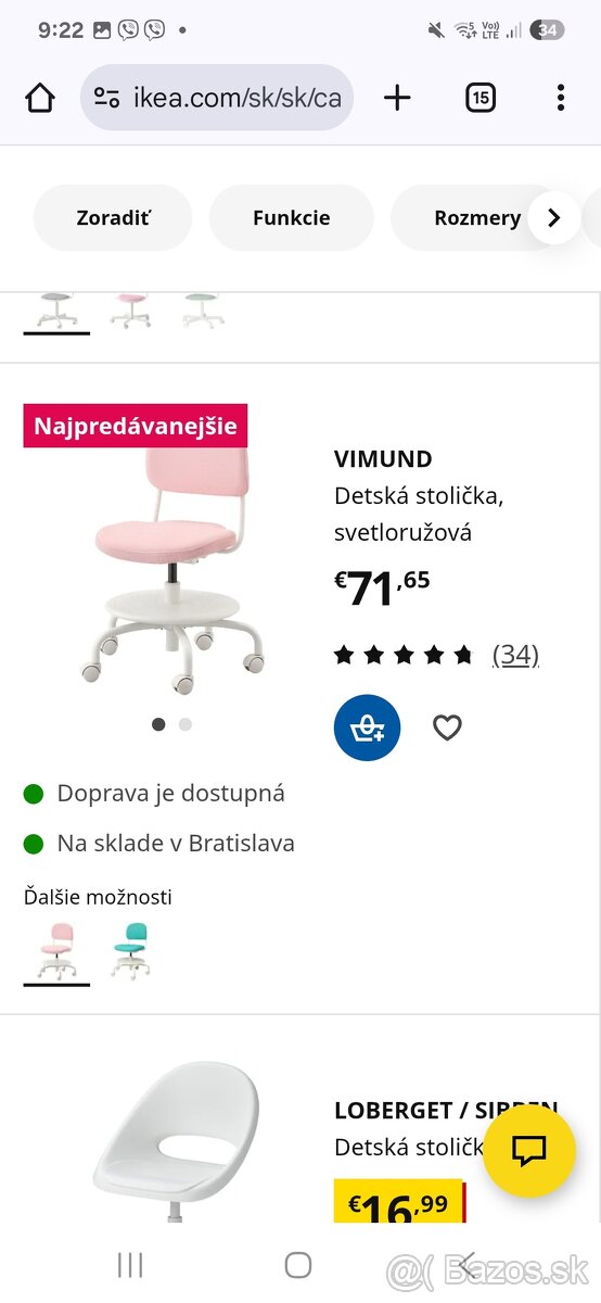 Rastúca stolička Vimund IKEA 2x
