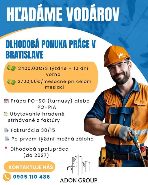 Ponuka práce pre vodárov