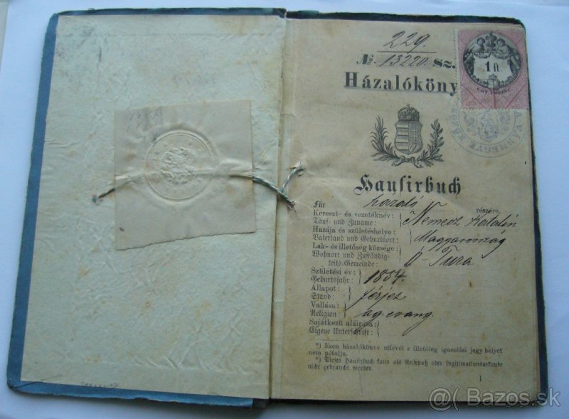 Stará knižka podomového predaja - 1886