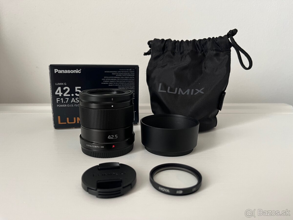 Objektív Panasonic Lumix 42.5 f1,7 + Hoya HD UV filter
