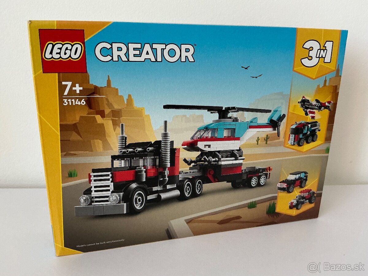 LEGO® Creator 31146 Nákladiak s plochou korbou a helikoptéra