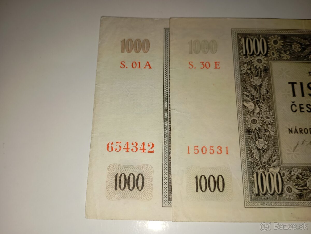 BANKOVKY 1000 KČS 1945, PRVNÍ A POSLEDNÍ VYDANÁ SÉRIE