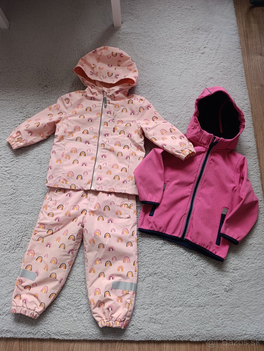 Zateplený set do dažďa + softshellová bunda 98 (2-3 roky)