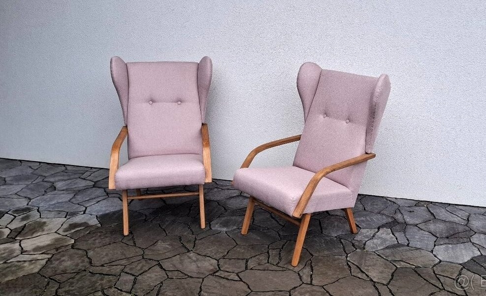 Retro křesla "ušáci" po renovaci 2ks