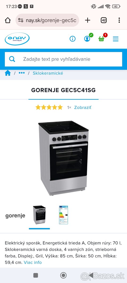 Sporák Gorenje GEC5C41SG