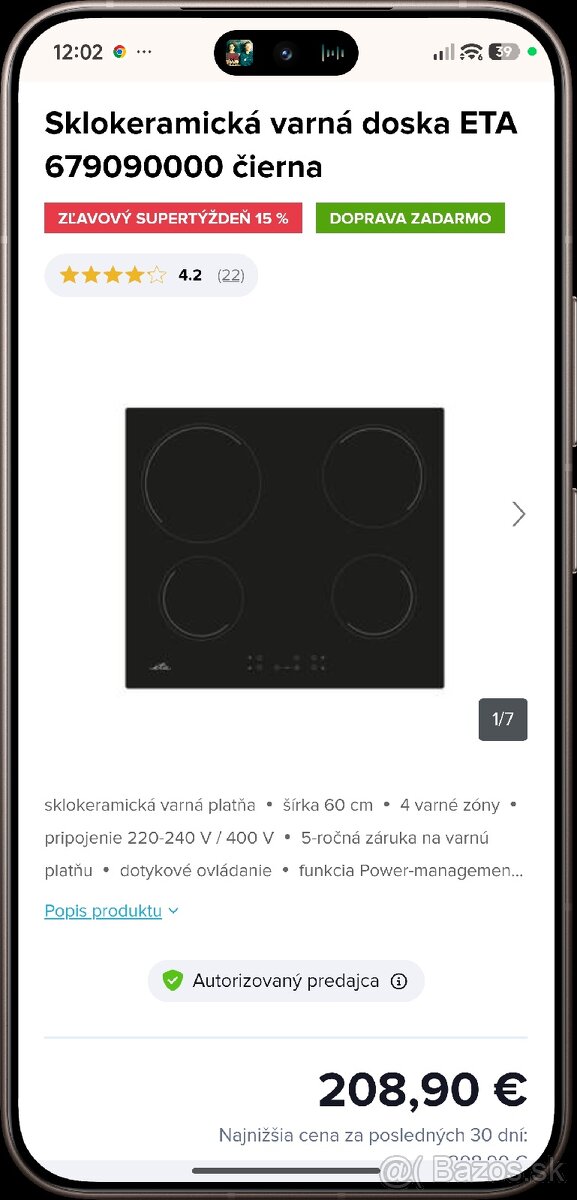 Sklokeramická doska ETA