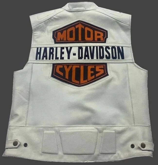 Moto Kožená Vesta White Harley Davidson