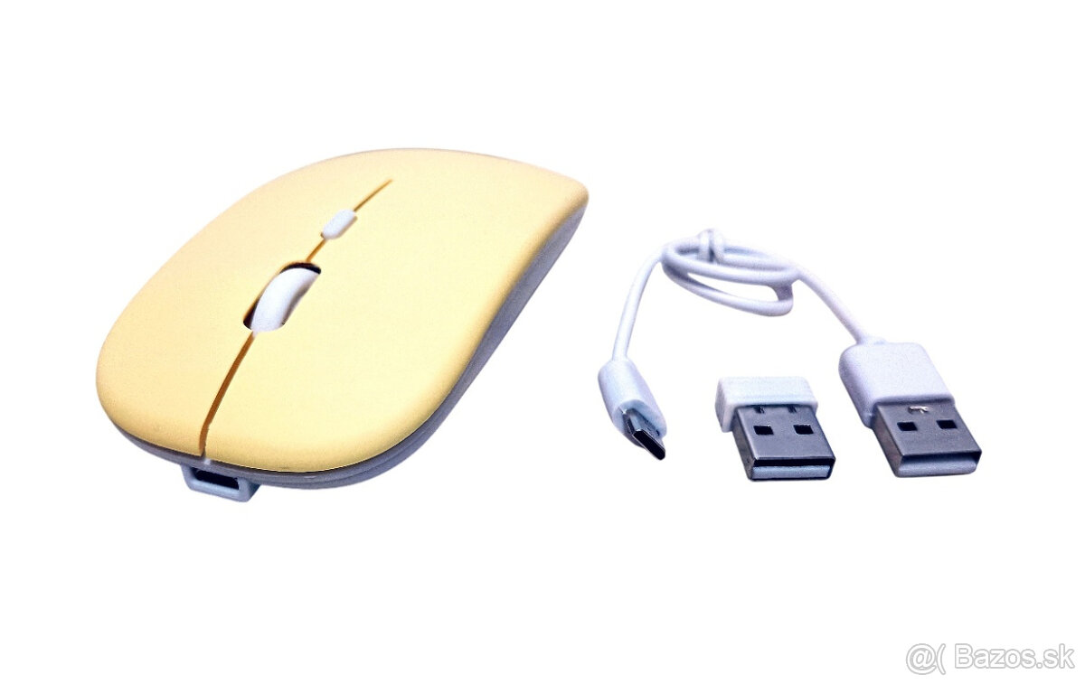 Bezdrôtová nabíjateľná bluetooth myš - žltá