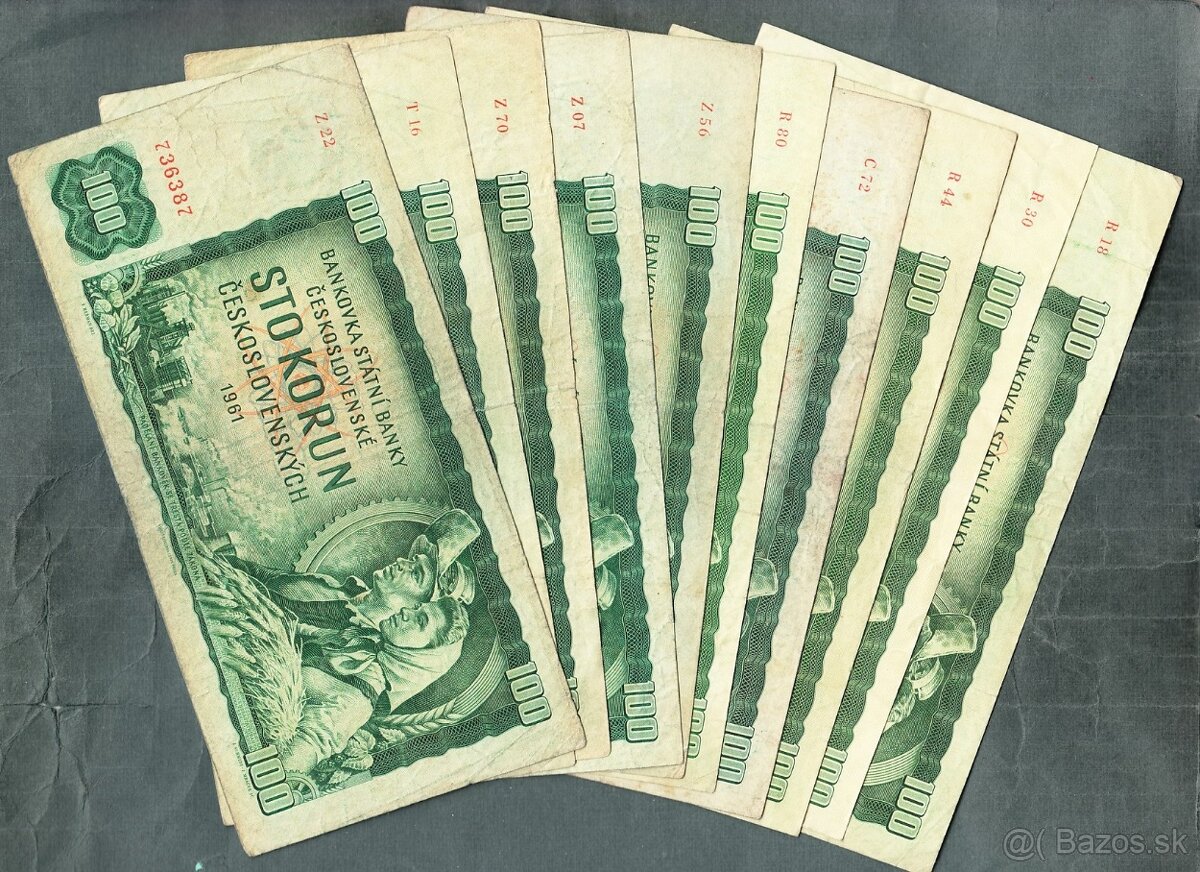 Staré bankovky 100 kčs 1961 - 5 kusů
