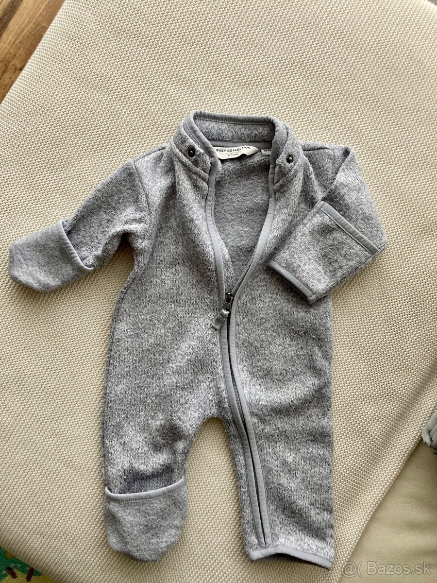 Overal flaušový pre bábätko 56 + vetrovka a čiapka