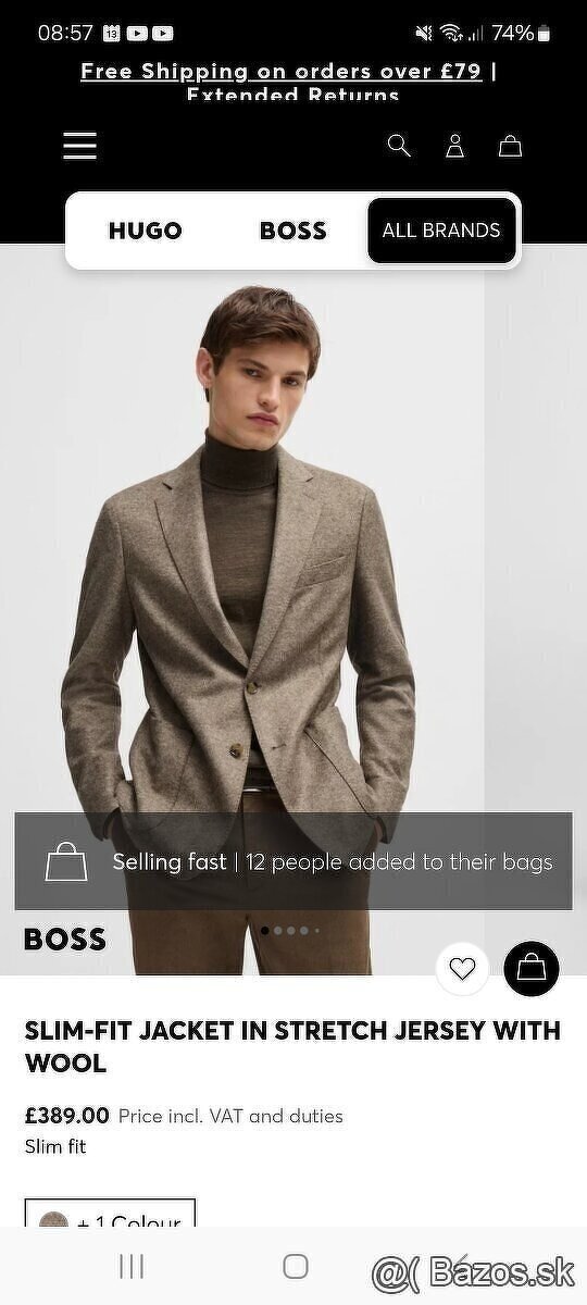 Nové pánske vlnené sako Hugo Boss