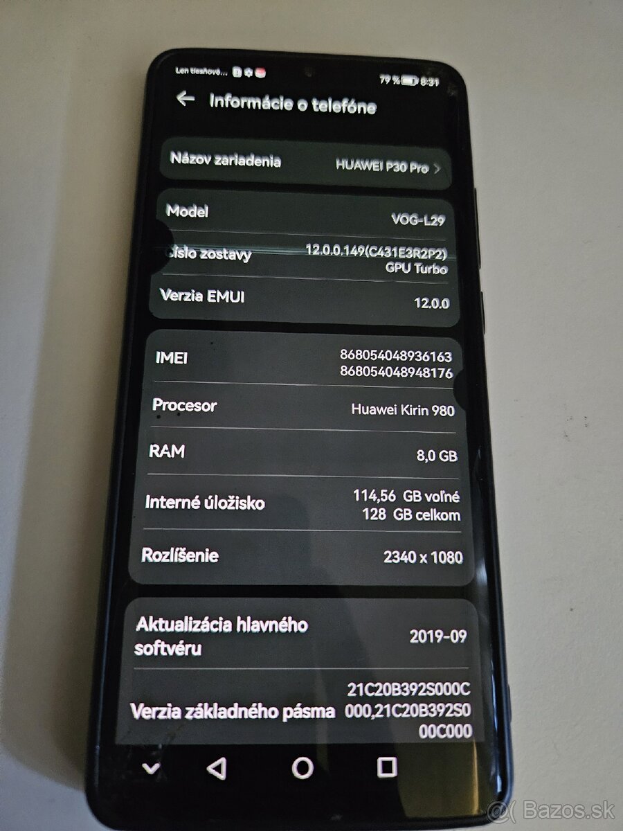 Predám Huawei P30 pro na súčiastky