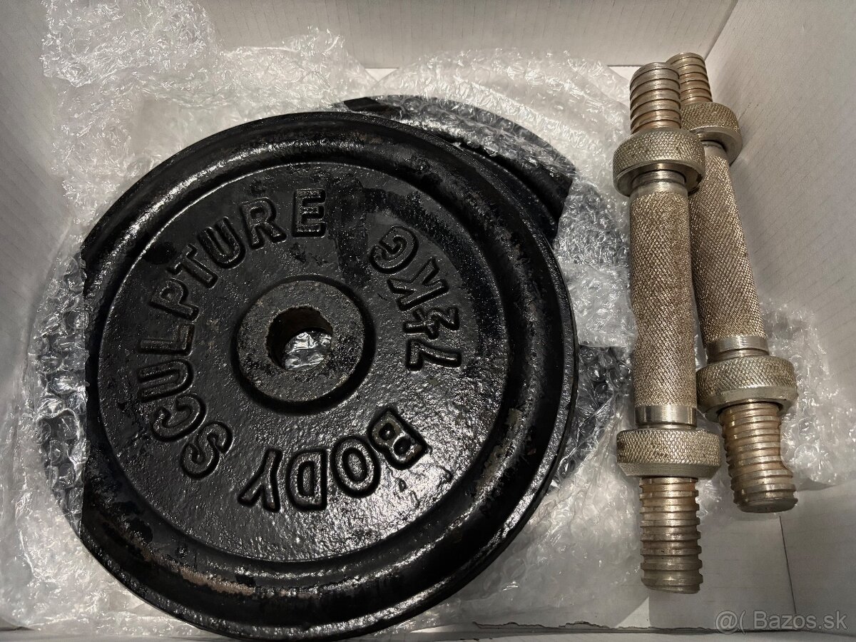 Kotúče 2x7,5kg + 2ks jednoručka tyče