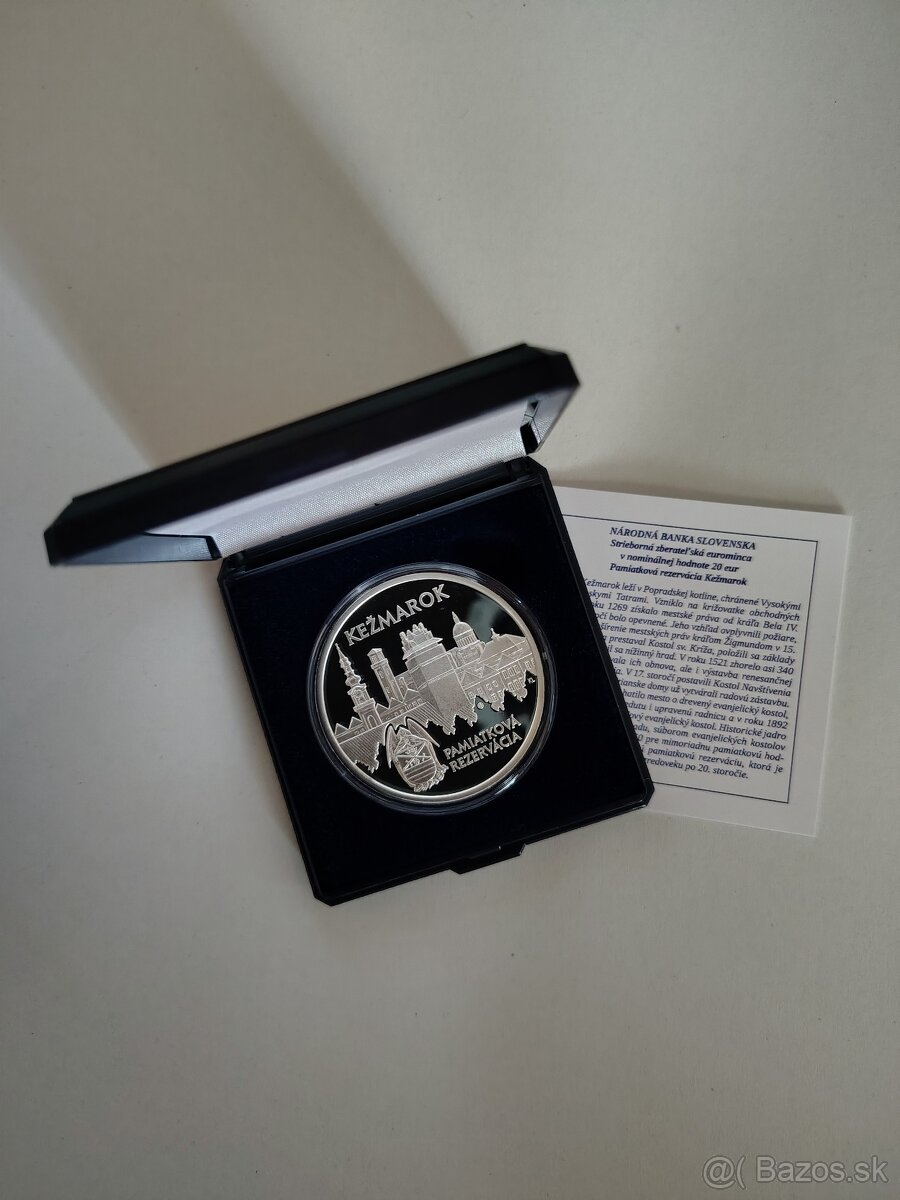 Strieborná minca 20€ proof - Pamiatková rezervácia Kežmarok