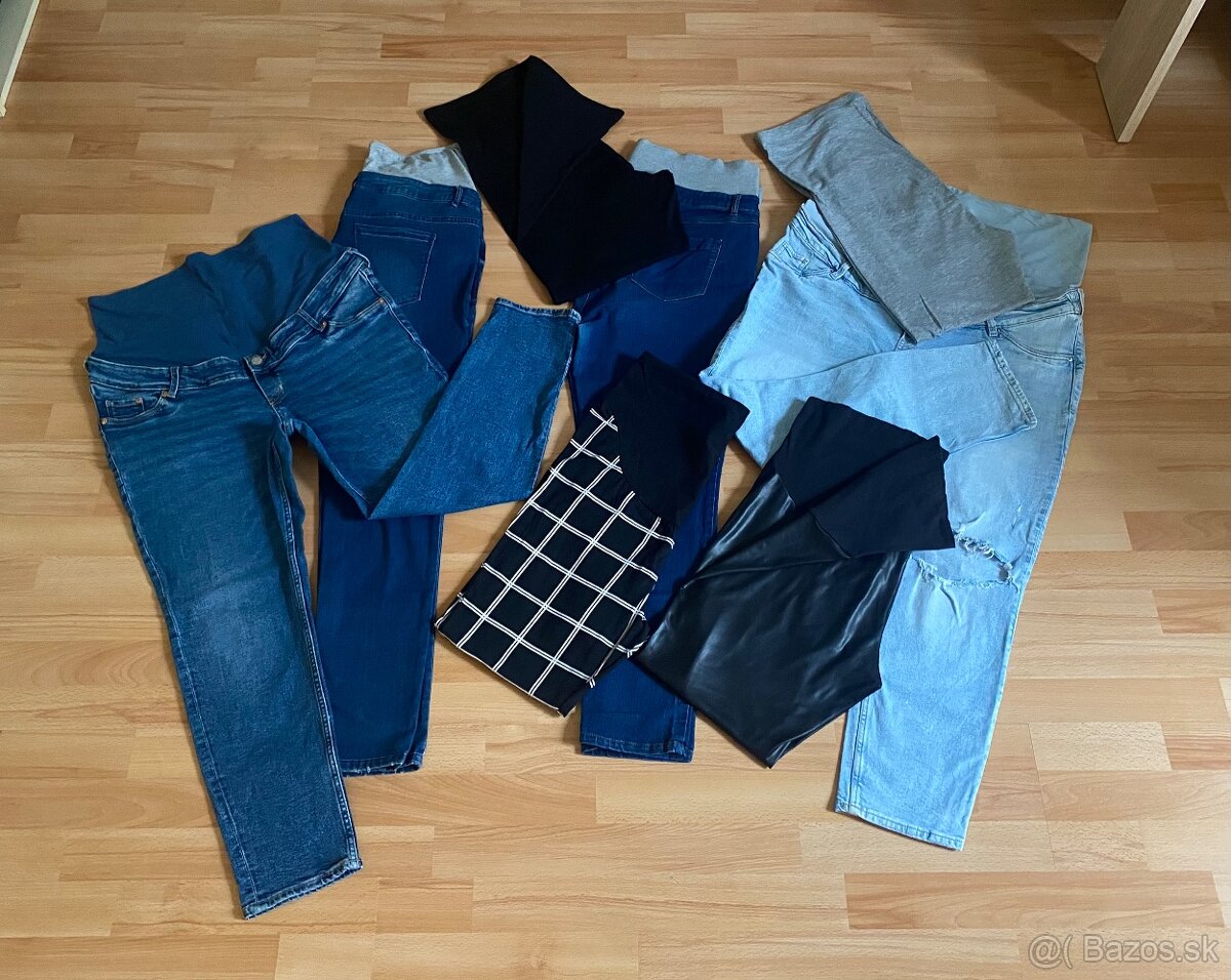 8 ks tehotenské rifle + legíny veľkosť L-XL, TOP STAV