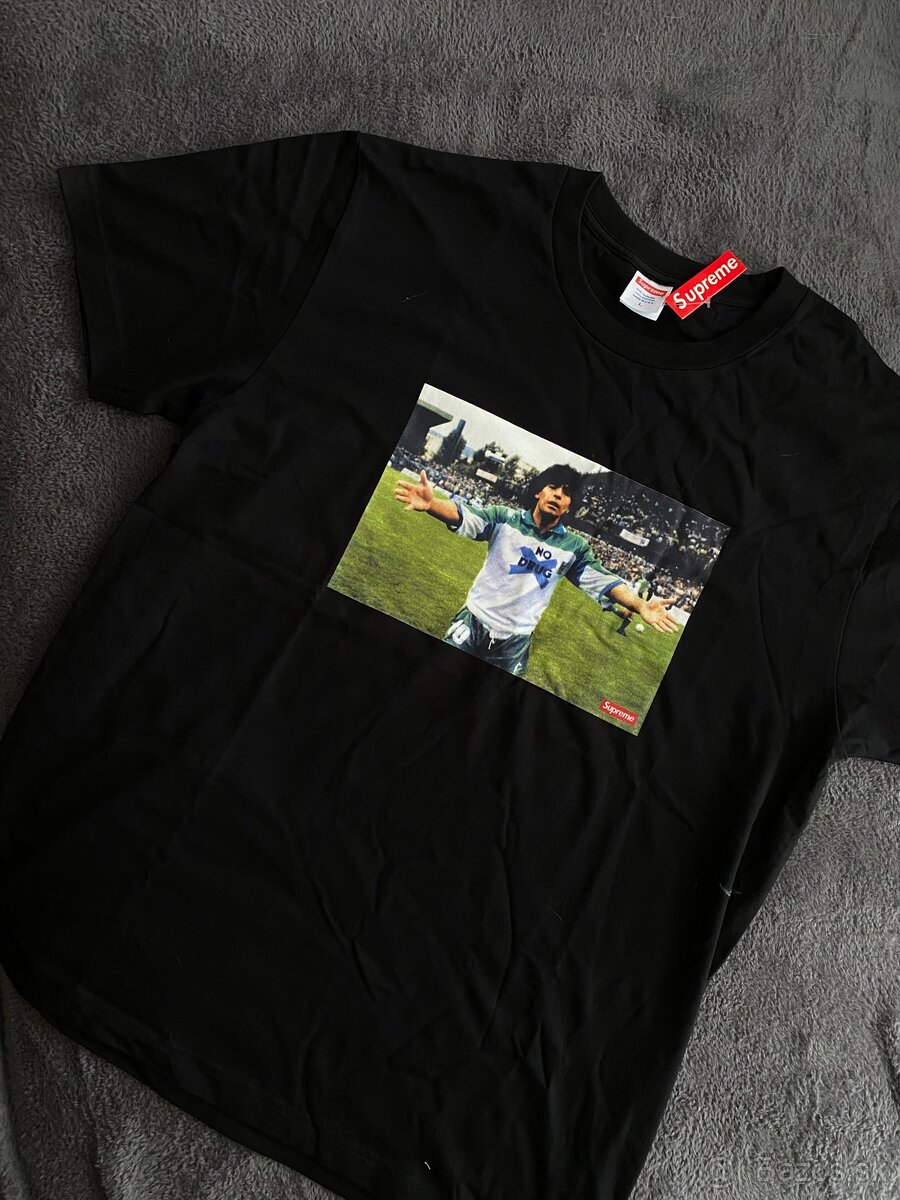 Čierne tričko Supreme x Maradona - L