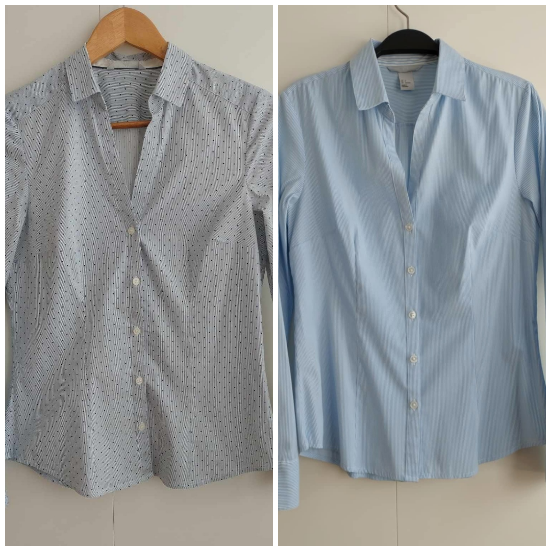 SET 2x dámska košeľa s dlhým rukávom (modrá, biela)