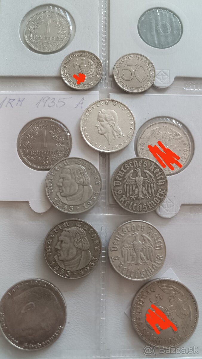 Mince Tretia reich striebro 5 mariek
