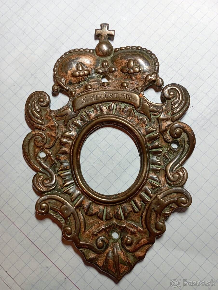 Starožitný cirkevný relikviárový rám – Sv. Augustín