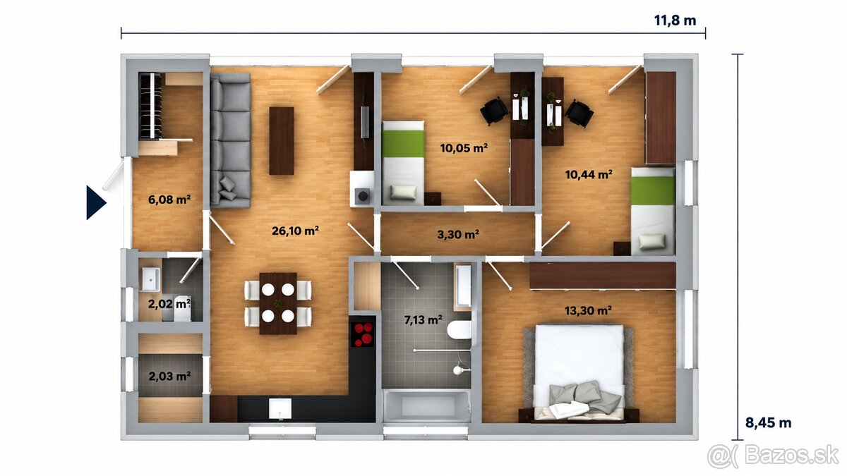 Novostavba - bungalov Lúky (Púchov) - pozemok 380, 400, 450