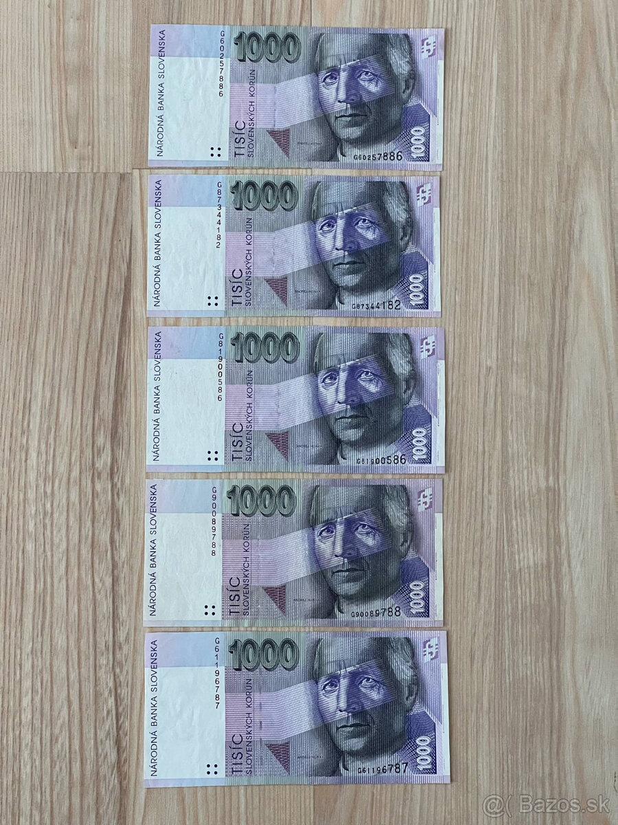 Slovenské bankovky 1000 SK rok 1997 séria G