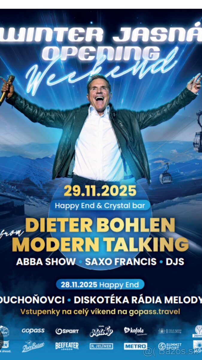 Predam 3 lístky na winter jasná opening