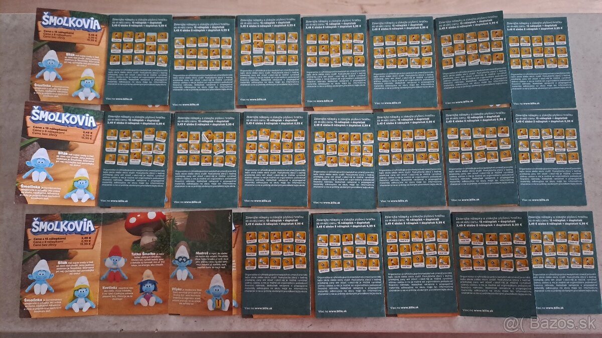 BILLA nálepky Šmolkovia