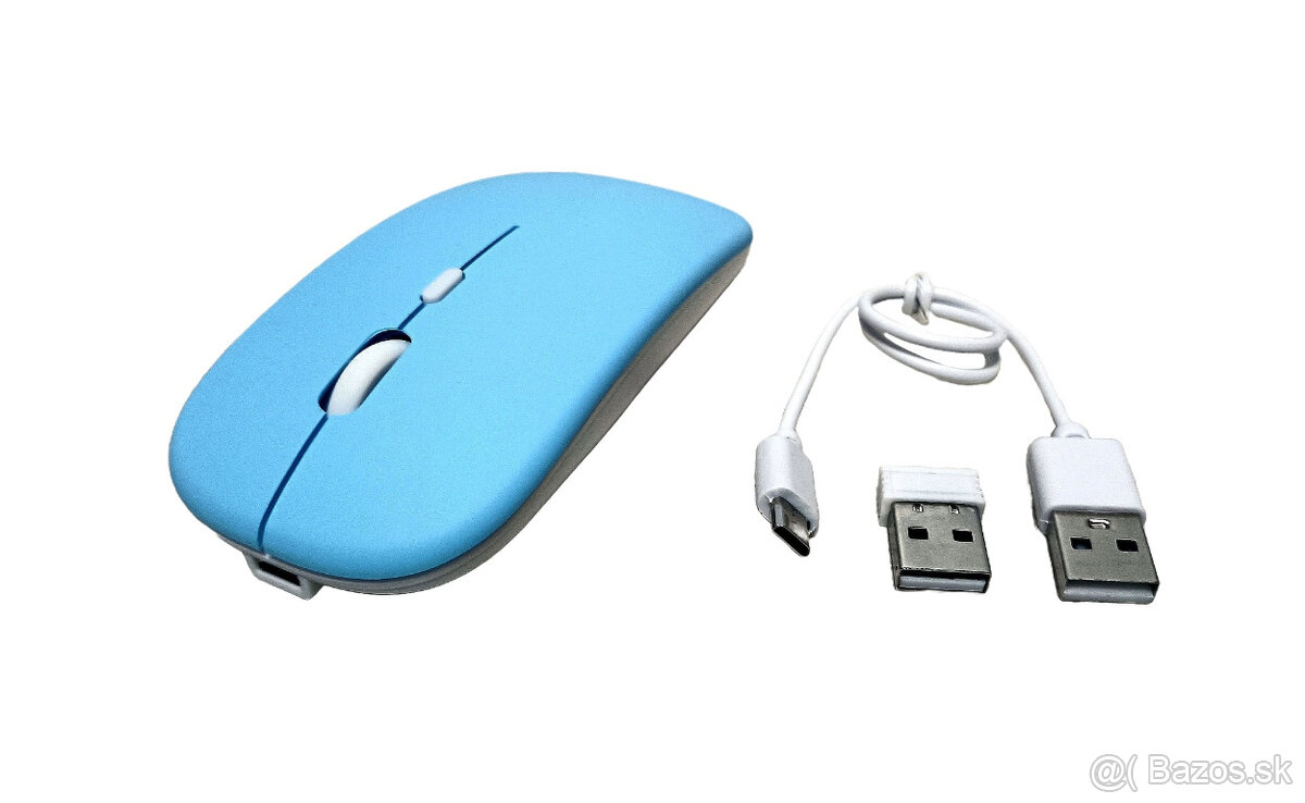 Bezdrôtová nabíjateľná bluetooth myš - svetlomodrá