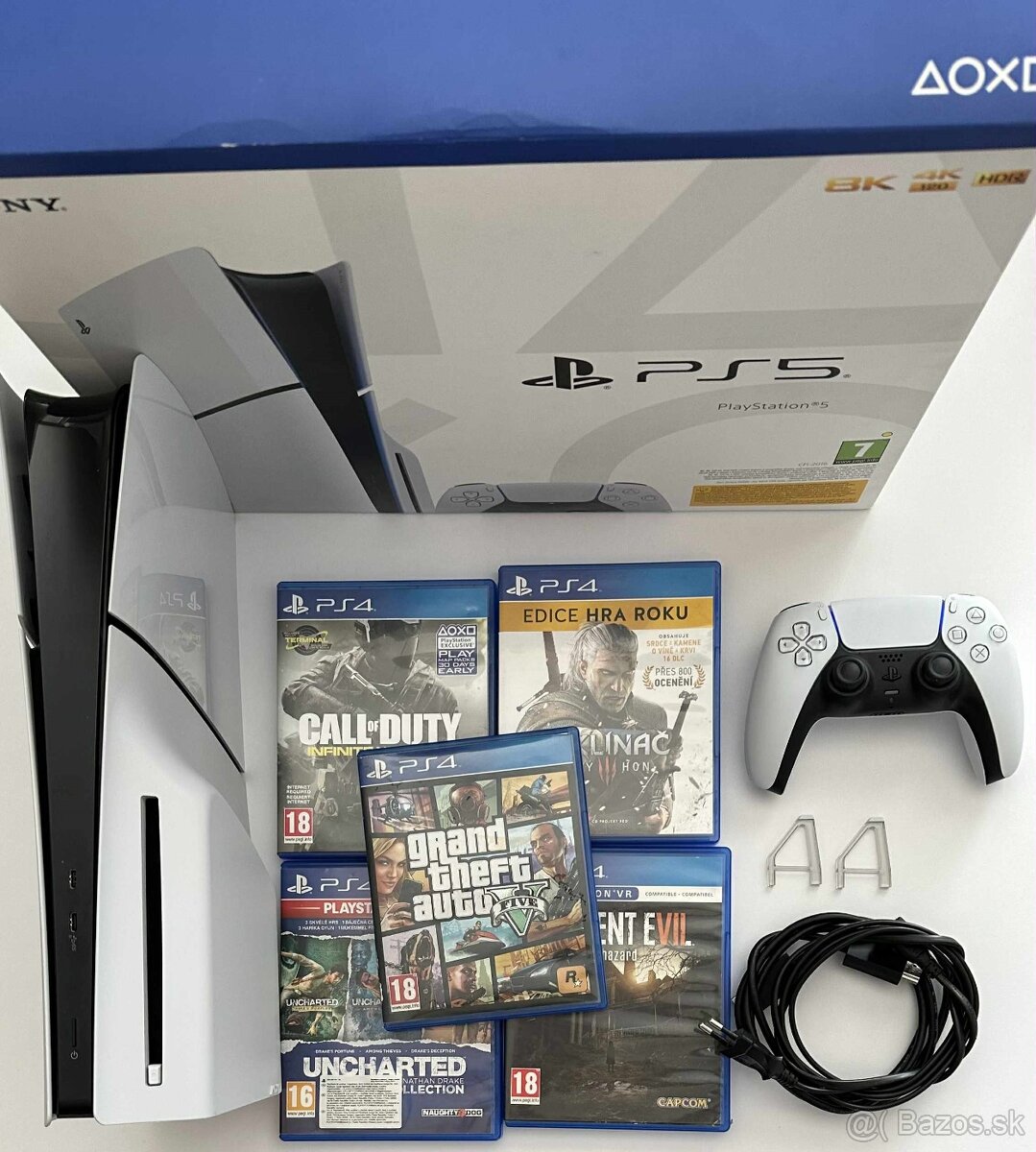 V ZÁRUKE Playstation 5 Slim + 1 ovládač + 5 hier + krabica