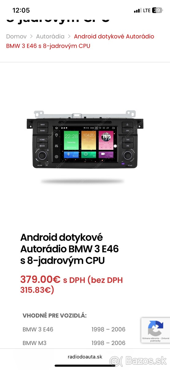 Android autorádio BMW