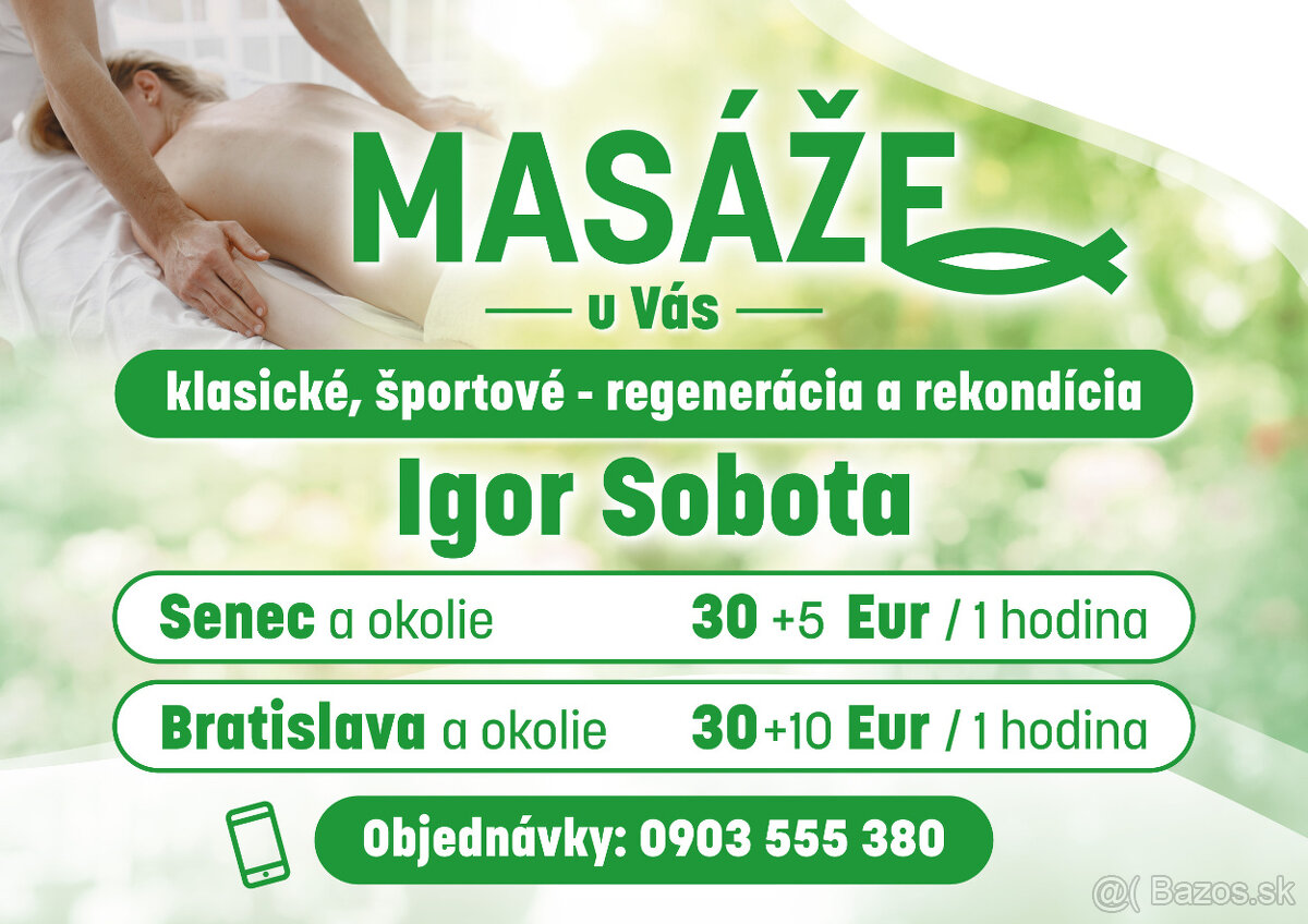 Masáže, mobilný masér Senec a okolie