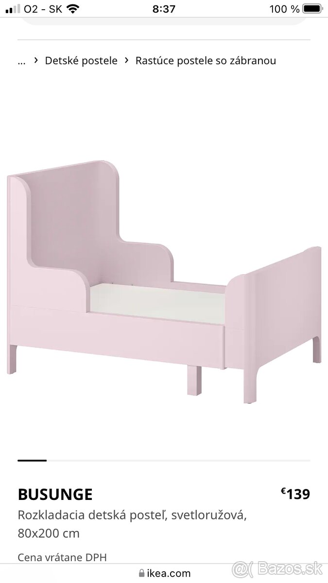 Rastúce postele Ikea Busunge + rastúce matrace
