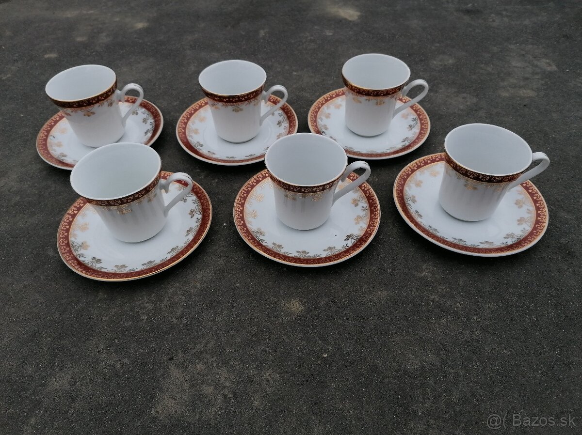 Predám červeno-zlatá porcelánová sada